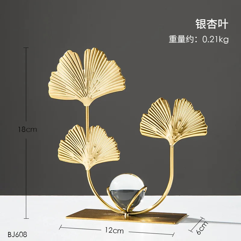 Gold Ginkgo Leaf Iron Crafts Decoration