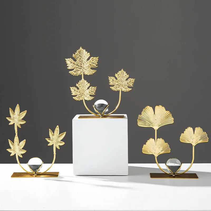 Gold Ginkgo Leaf Iron Crafts Decoration