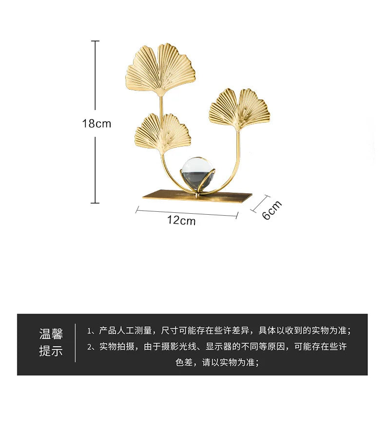 Gold Ginkgo Leaf Iron Crafts Decoration