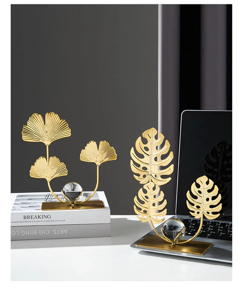 Gold Ginkgo Leaf Iron Crafts Decoration